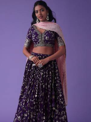 Purple Georgette Ethnic Lehenga choli 3