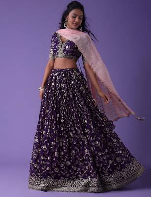 Purple Georgette Ethnic Lehenga choli 4