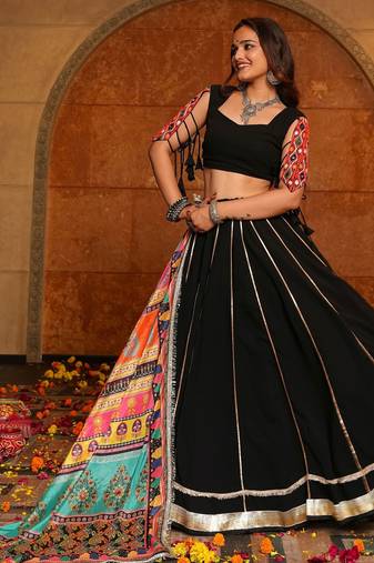 Black Ethnic Georgette lehenga choli