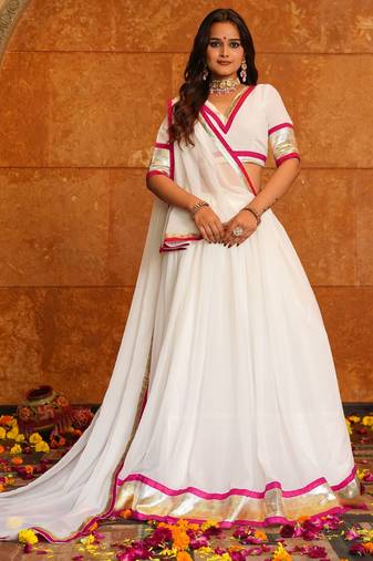 White Ethnic Georgette lehenga choli
