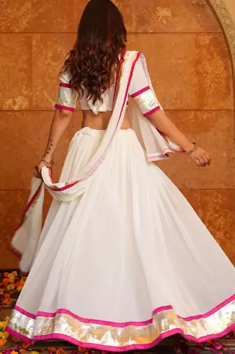 White Ethnic Georgette lehenga choli