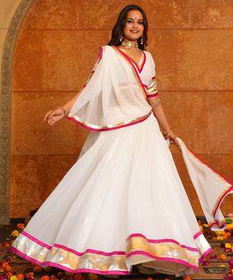 White Ethnic Georgette lehenga choli 1