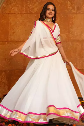 White Ethnic Georgette lehenga choli