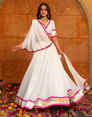 White Ethnic Georgette lehenga choli 4