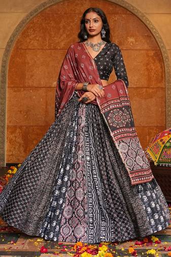 Black Ethnic Crepe lehenga choli