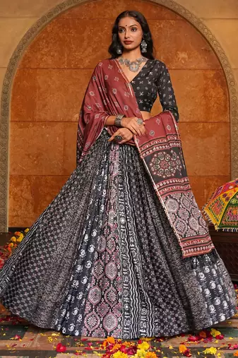 Black Ethnic Crepe lehenga choli