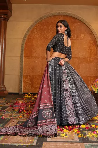Black Ethnic Crepe lehenga choli