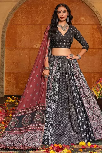 Black Ethnic Crepe lehenga choli