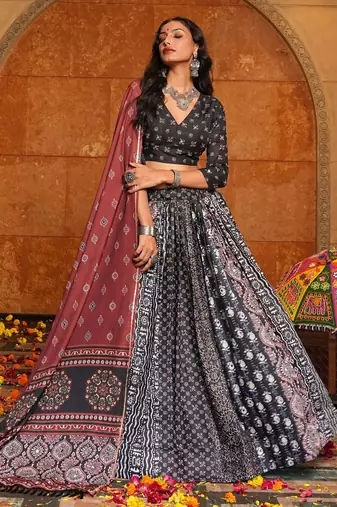 Black Ethnic Crepe lehenga choli