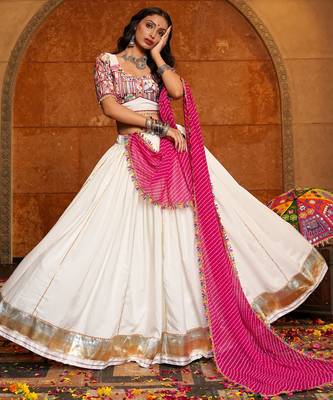 Off White Ethnic Crepe lehenga choli 1