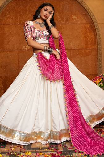 Off White Ethnic Crepe lehenga choli
