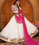 Off White Ethnic Crepe lehenga choli