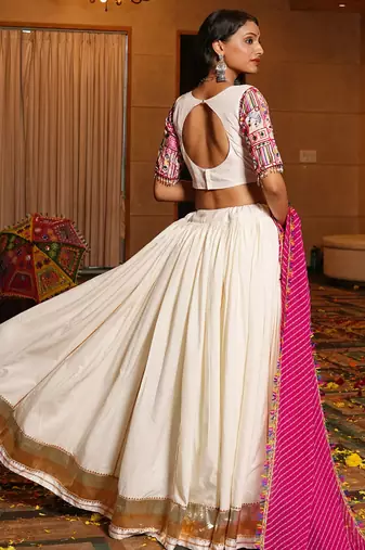 Off White Ethnic Crepe lehenga choli
