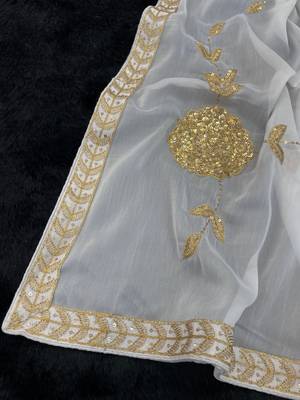 white rangoli silk blend embroidered saree with blouse 5