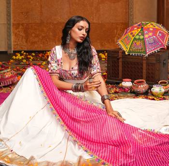 Off White Ethnic Crepe lehenga choli 3
