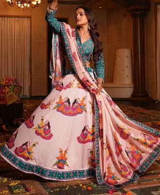 Green Ethnic Crepe lehenga choli 1