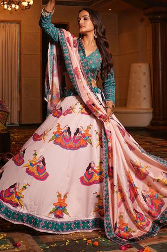 Green Ethnic Crepe lehenga choli