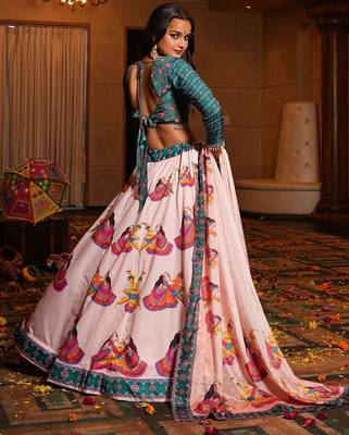 Green Ethnic Crepe lehenga choli 2