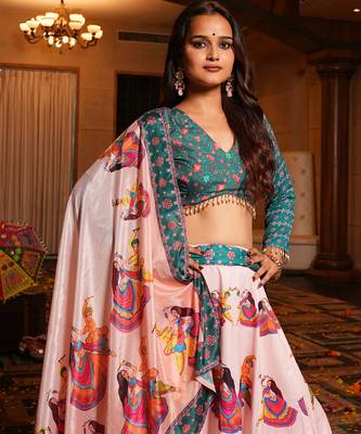 Green Ethnic Crepe lehenga choli 3