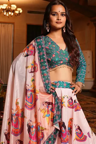 Green Ethnic Crepe lehenga choli