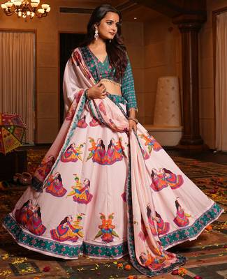 Green Ethnic Crepe lehenga choli 4