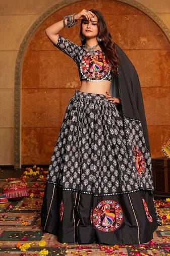 Black Ethnic Crepe lehenga choli
