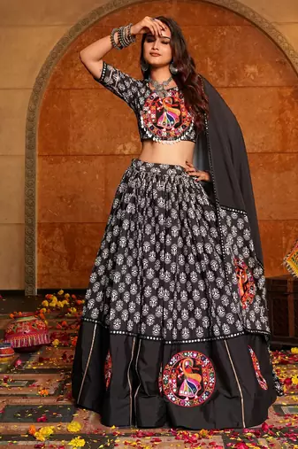 Black Ethnic Crepe lehenga choli