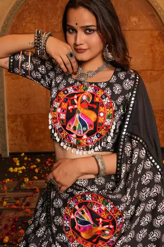 Black Ethnic Crepe lehenga choli