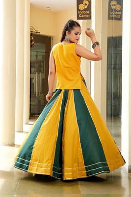 Mustard Ethnic Cotton lehenga choli 2