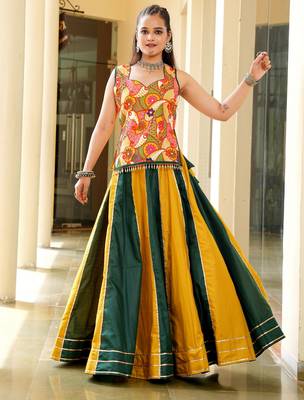 Mustard Ethnic Cotton lehenga choli 4