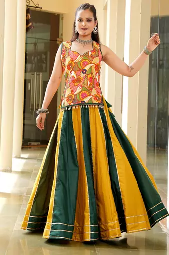 Mustard Ethnic Cotton lehenga choli