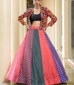 multicolor Festive Special Silk Crepe Lehenga with koti