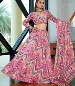 Multi Ethnic Chinon lehenga choli