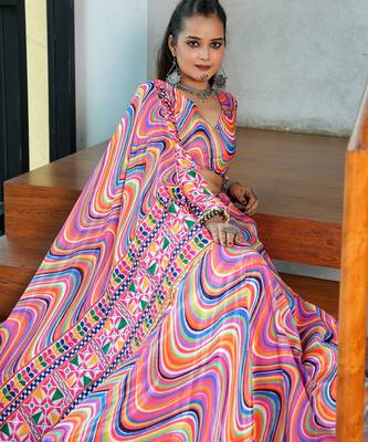 Multi Ethnic Chinon lehenga choli 3