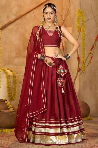 Maroon Ethnic Silk Crepe lehenga choli