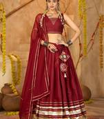 Maroon Ethnic Silk Crepe lehenga choli