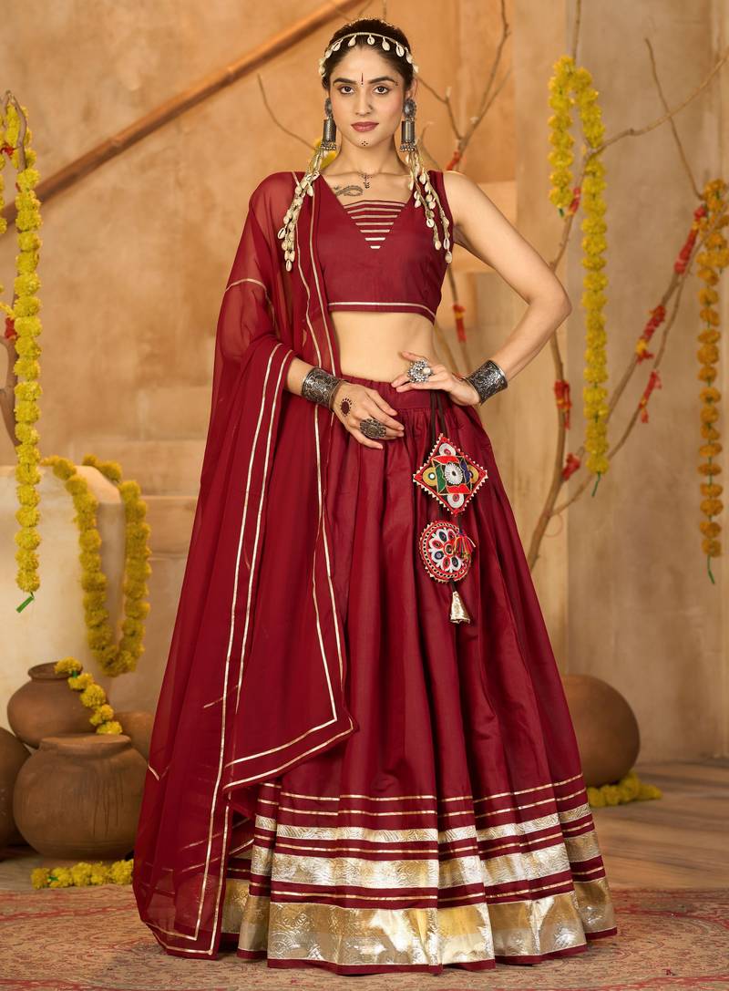 Maroon Ethnic Silk Crepe lehenga choli