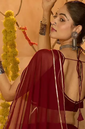 Maroon Ethnic Silk Crepe lehenga choli