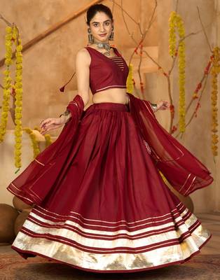 Maroon Ethnic Silk Crepe lehenga choli 4