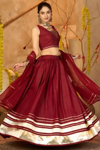 Maroon Ethnic Silk Crepe lehenga choli