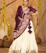 Wine Ethnic Crepe lehenga choli