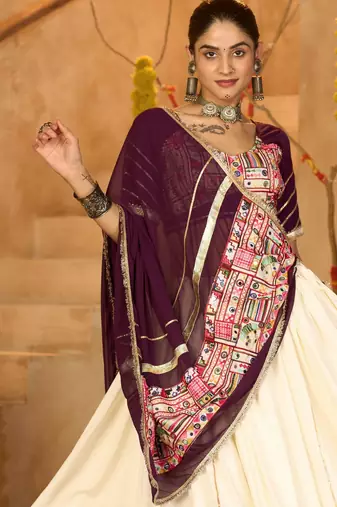 Wine Ethnic Crepe lehenga choli