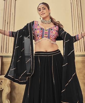 Black Georgette Navratri Lehenga choli 3