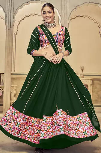 Green Georgette Designer Navratri Lehenga choli