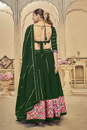 Green Georgette Navratri Lehenga choli