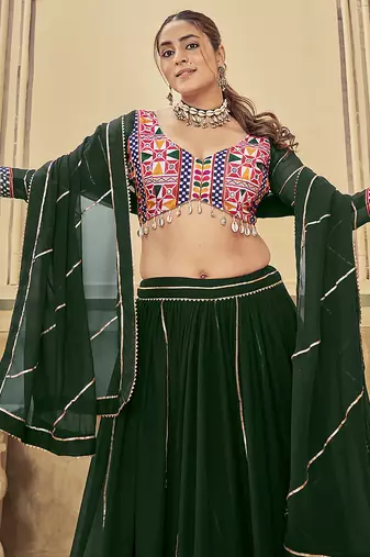 Green Georgette Navratri Lehenga choli