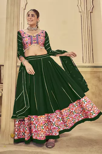Green Georgette Navratri Lehenga choli
