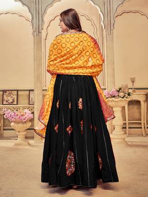 Black Cotton Silk Navratri Lehenga choli 2