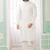 Men's off white  straight kurta with embroidered art silk  and with lining