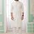 Men's off white  straight kurta with embroidered art silk  and with lining